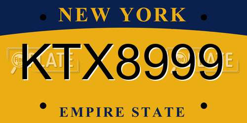 KTX8999 New York License Plate