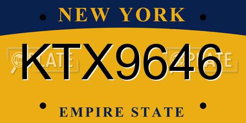KTX9646 New York License Plate