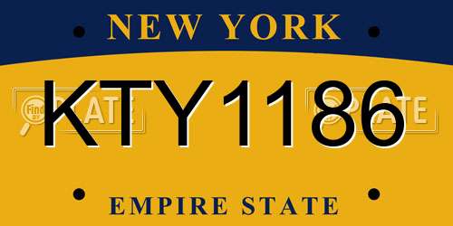 KTY1186 New York License Plate