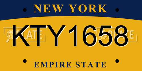 KTY1658 New York License Plate