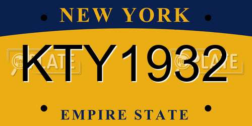 KTY1932 New York License Plate
