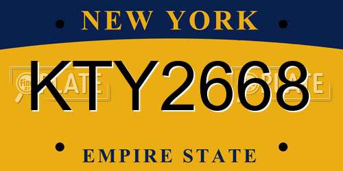 KTY2668 New York License Plate