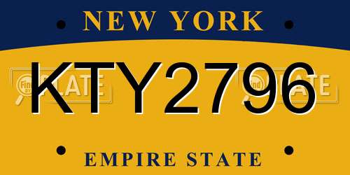 KTY2796 New York License Plate