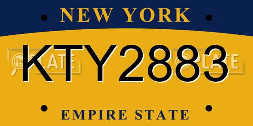 KTY2883 New York License Plate