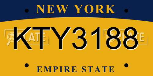 KTY3188 New York License Plate