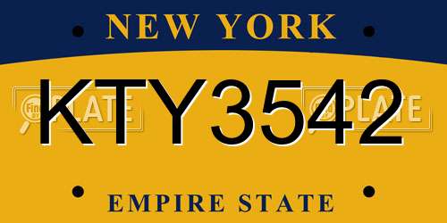 KTY3542 New York License Plate