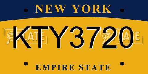 KTY3720 New York License Plate