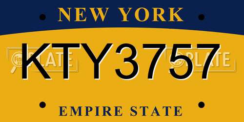 KTY3757 New York License Plate