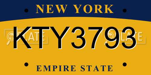 KTY3793 New York License Plate