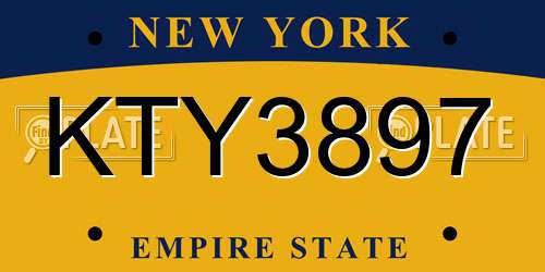 KTY3897 New York License Plate
