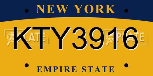 KTY3916 New York License Plate