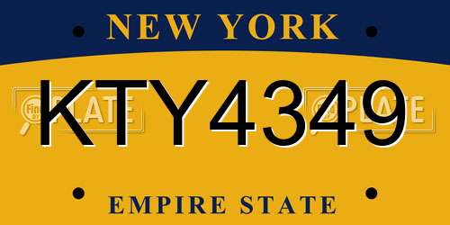 KTY4349 New York License Plate
