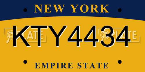 KTY4434 New York License Plate