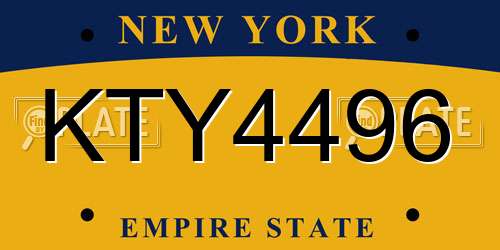 KTY4496 New York License Plate