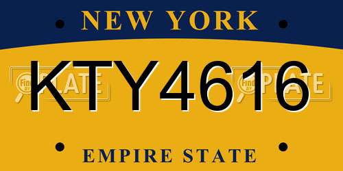 KTY4616 New York License Plate