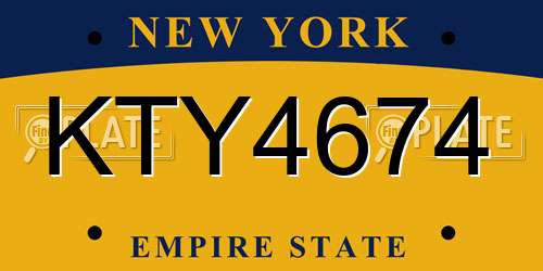 KTY4674 New York License Plate