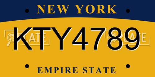 KTY4789 New York License Plate