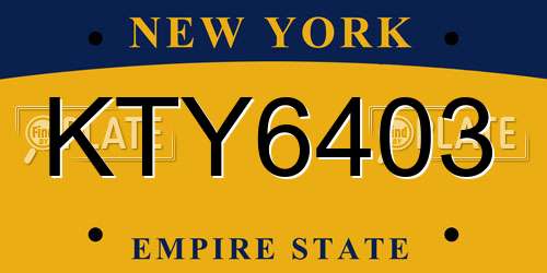 KTY6403 New York License Plate