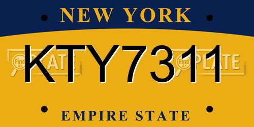 KTY7311 New York License Plate