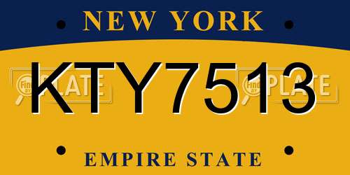 KTY7513 New York License Plate