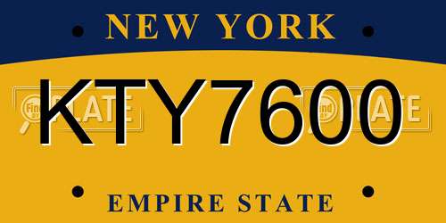 KTY7600 New York License Plate