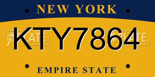KTY7864 New York License Plate
