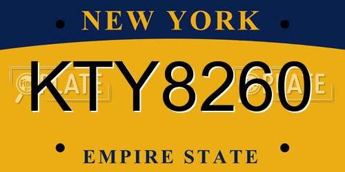 KTY8260 New York License Plate