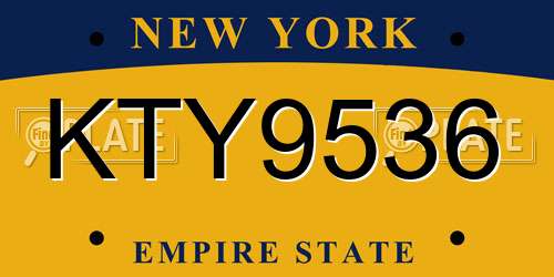 KTY9536 New York License Plate