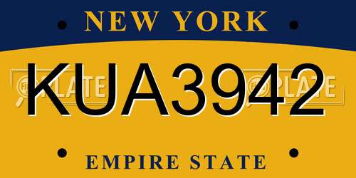 KUA3942 New York License Plate