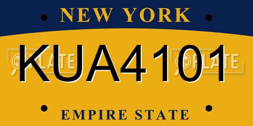 KUA4101 New York License Plate