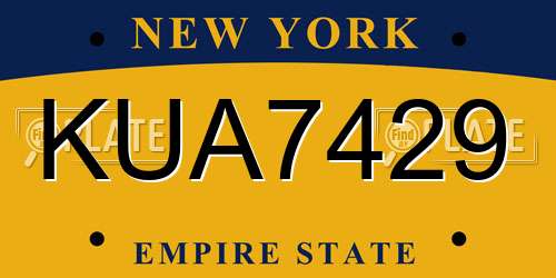 KUA7429 New York License Plate