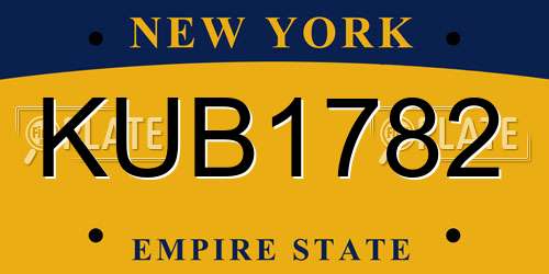 KUB1782 New York License Plate