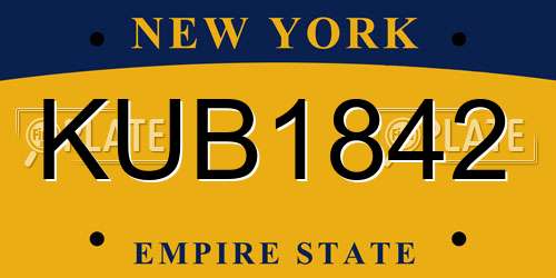 KUB1842 New York License Plate