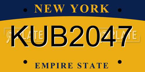 KUB2047 New York License Plate