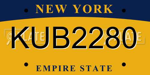 KUB2280 New York License Plate