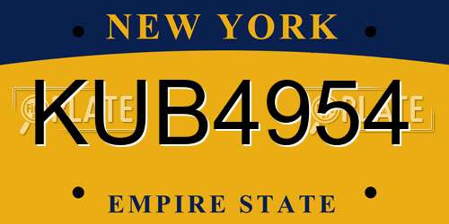 KUB4954 New York License Plate