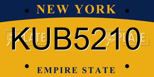 KUB5210 New York License Plate