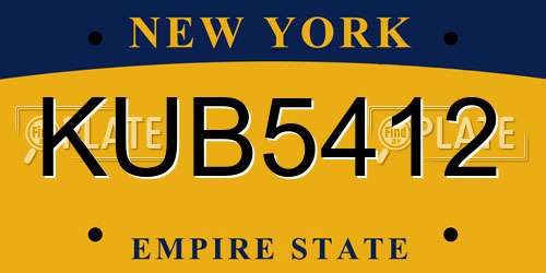 KUB5412 New York License Plate