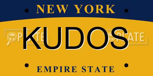 KUDOS New York License Plate
