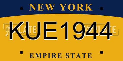 KUE1944 New York License Plate