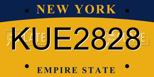 KUE2828 New York License Plate