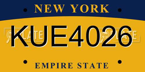 KUE4026 New York License Plate