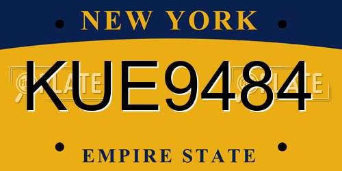 KUE9484 New York License Plate