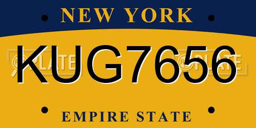 KUG7656 New York License Plate