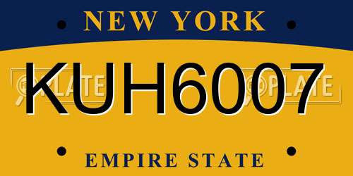 KUH6007 New York License Plate