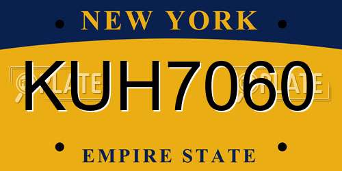 KUH7060 New York License Plate