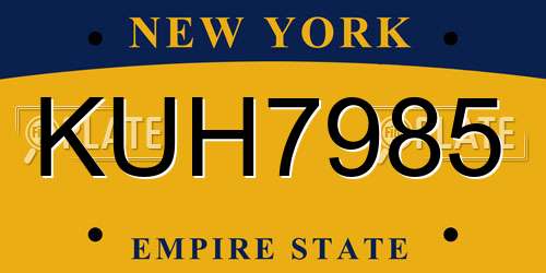 KUH7985 New York License Plate