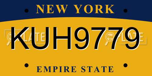 KUH9779 New York License Plate