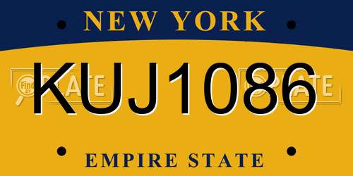 KUJ1086 New York License Plate