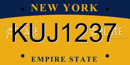 KUJ1237 New York License Plate